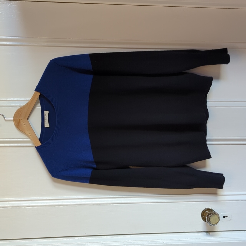 Everlane, Navy & Blue Cashmere Crew, M
